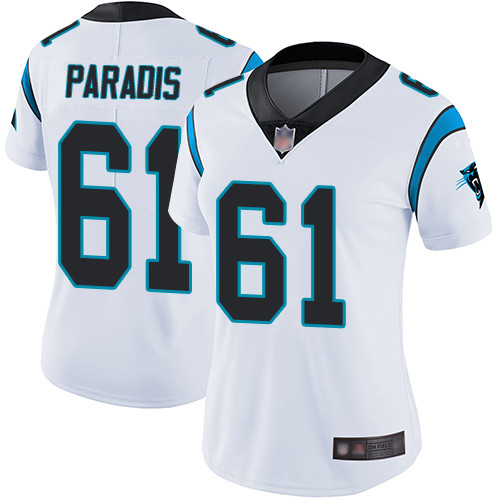 Carolina Panthers Limited White Women Matt Paradis Road Jersey NFL Football #61 Vapor Untouchable